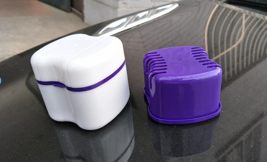 Gus Craft Lavender Purple Denture Box with Simple Retrieval Tab, Great for Dental Care, Easy to Open, Store and Retrieve (Lavender Purple): Home & Kitchen