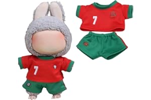 17cm Doll Soccer Jersey Outfit - Football Kit with Jersey & Shorts for 1st/2nd/3rd Gen, Sporty Costume for Blind Box Collecti