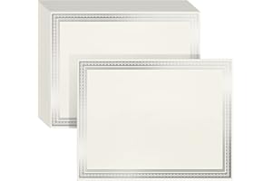 Juvale Silver Foil Certificate Paper - Pack of Blank Certificates - Cardstock for Awards - Award Paper for Inkjet & Laser - 8.5 x 11 in, 50 Sheets, Ivory Cardstock