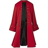 Men Pirate Coat Jacket Costume Medieval Steampunk Vintage Frock Tailcoat Halloween Pirate Cosplay
