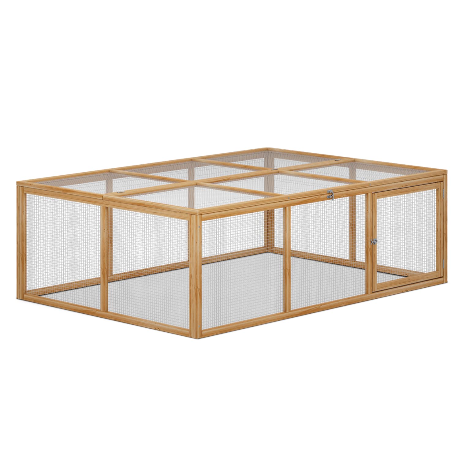 Photo 1 of MoNiBloom Chicken Run for Yard Wood Chicken Cage with Openable Side Door and Roof, Combinable Bunny Hutch Rabbit Pen Hen Coop Add-Ons, Outdoor Small Animal Habitat Enclosure, 68 x 48 x 22 inch