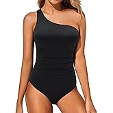 Tempt Me Women One Piece Swimsuits Tummy Control One Shoulder Bathing Suits Ruched Asymmetric Swimwear