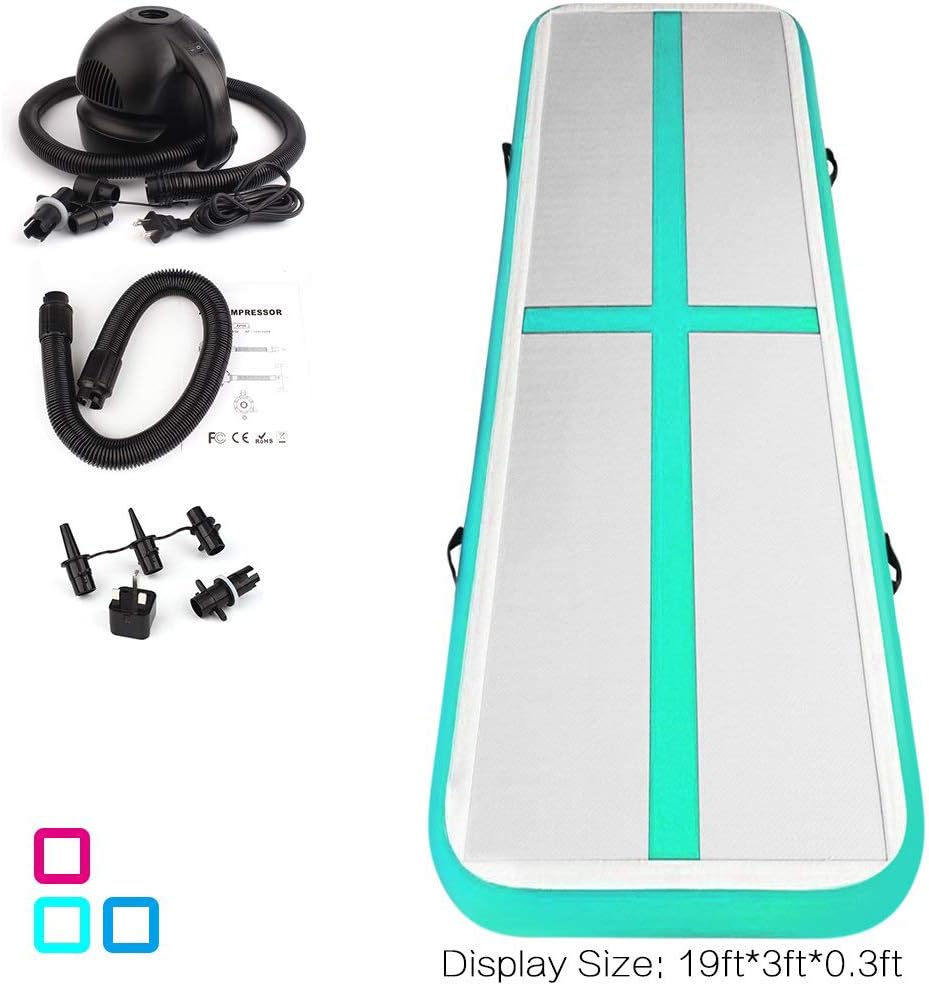 Fojusteu Airtrack Gymnastics Inflatable Gymnastics Tumbling Mat 3/4/5/6/7/8/9/10/11/12M Air Track Floor Mats Gym with 500W Electric Air Pump for Home/Picnic/Exercise/Cheerleading
