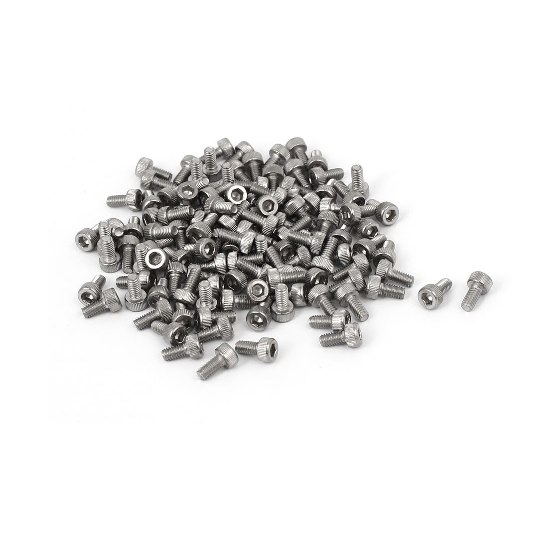 uxcell M2 x 4mm 0.4mm Pitch 304 Stainless Steel Hex Socket Head Cap Screw DIN912 120pcs