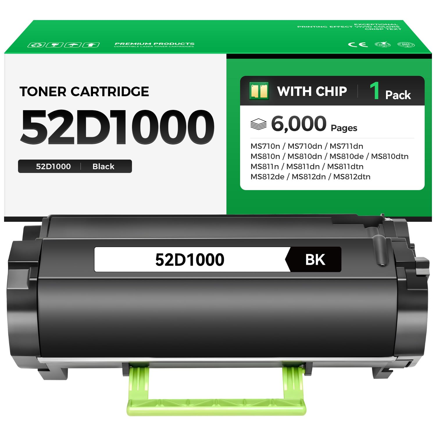 52D1000 Black Toner Cartridge with Chip 1-Pack