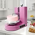 Electric Cake Decorating Machine, 200W 110V 60-320Rpm Automatic Cake Cream Coating Spatula Spreading Machine Cake Icing Machine Cake Surface Scraper W/LCD Display for 4-12 inch Cakes (Pink)