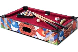 REAHOISY 20" Mini Pool Table Set, Small Tabletop Pool Table, Portable Billiards Game Includes Small Billiards Balls, Pool Cues, Triangle Rack, Chalk, Brush for Family
