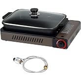 ONLYFIRE OUTDOOR LIVING Portable Propane Gas Stove with Grill Pan and Lid | Butane Camping Stove Instant Ignition for Patio Backyard Home Cooking Camping RV Tailgating Emergency Use, GS349