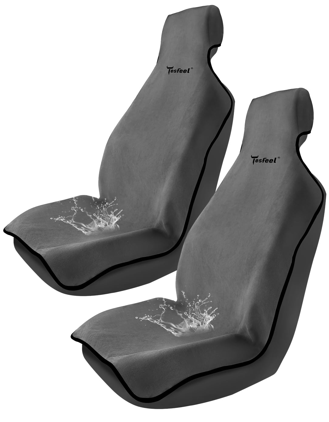 Photo 1 of TESFEEL Car Seat Cover Towel, Waterproof Terry Cloth Car Seat Cover Universal Fit for Cars, SUVs, Pickups, Washable Car Seat Protector Brand Customized(Gray,2pcs)