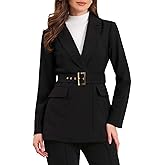 Allegra K Blazers for Women Business Casual Long Sleeve Office Work Belted Long Blazer Suit Jacket