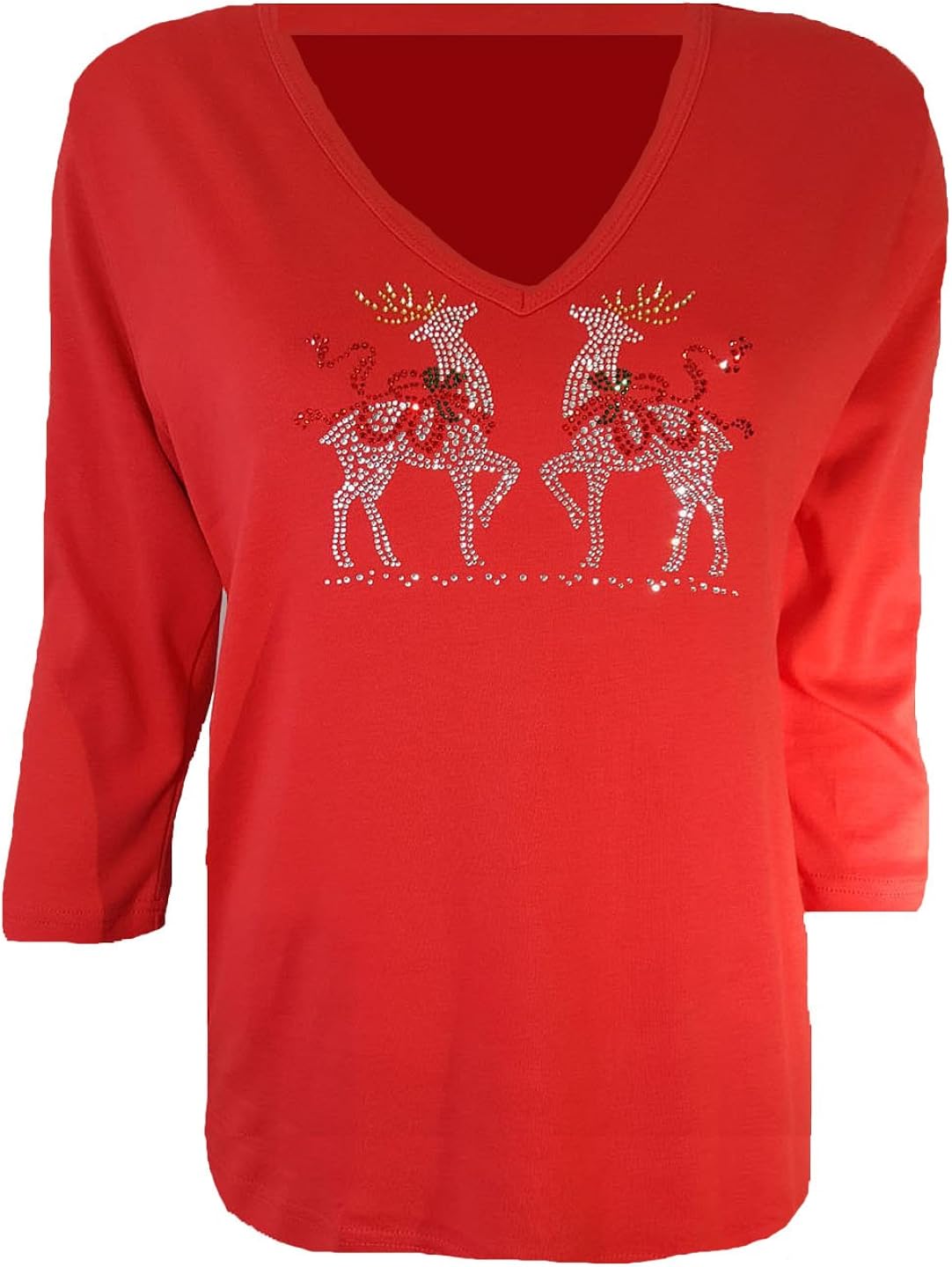 red sparkly christmas tops