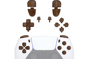 eXtremeRate Replacement D-pad R1 L1 R2 L2 Triggers Share Options Face Buttons, Wood Grain Full Set Buttons Compatible with ps5 Controller BDM-030 BDM-040 BDM-050 - Controller NOT Included