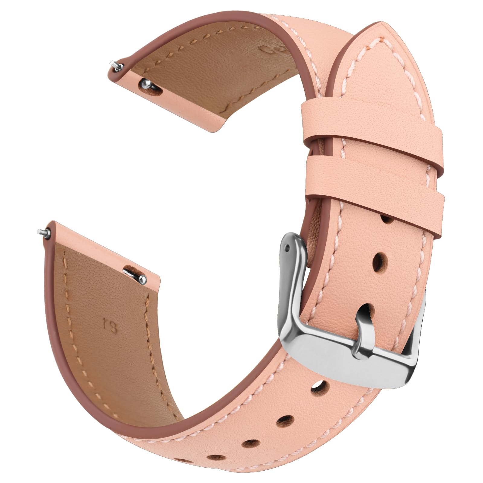 Leather Strap for Garmin Vivoactive 4s, Venu 3s/2s, Forerunner 255s/265s, Vivomove 3s, 18mm Adjustable Replacement Watch Band Sport Wristband (Pink)