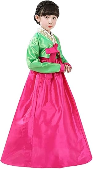 Amazon 韓国伝統民族衣装 可愛い子供用チマチョゴリ 韓流コスプレ衣装 女の子フォマールドレス 韓服朝鮮族衣装 舞台ダンス衣装 パーティーイベント団体服 演出ドレス グリーン 140 Augustagainaz バレエ
