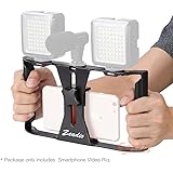Zeadio Smartphone Video Cage Rig, Filmmaking Vlogging Case, Phone Stabilizer Tripod Mount with Wireless Remote Shutter Fits for All iPhone and Android Smartphones, Black