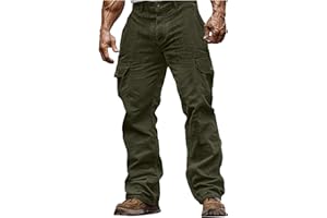 FZYLQY Men's Corduroy Cargo Pants 2026 Spring Casual Vintage Sweatpants Camping Hiking Military Work Trousers with Pockets