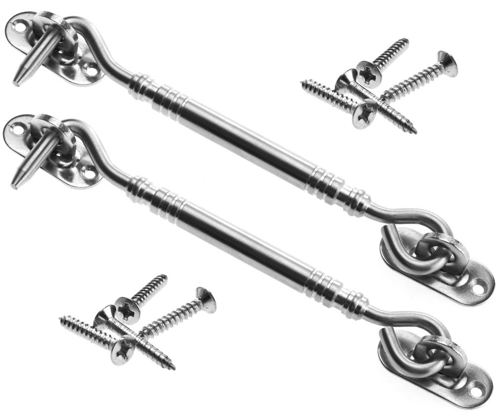 YINETTECH 2 PIECES STAINLESS STEEL CABIN HOOK AND EYE SHED GATE DOOR LATCH 6"