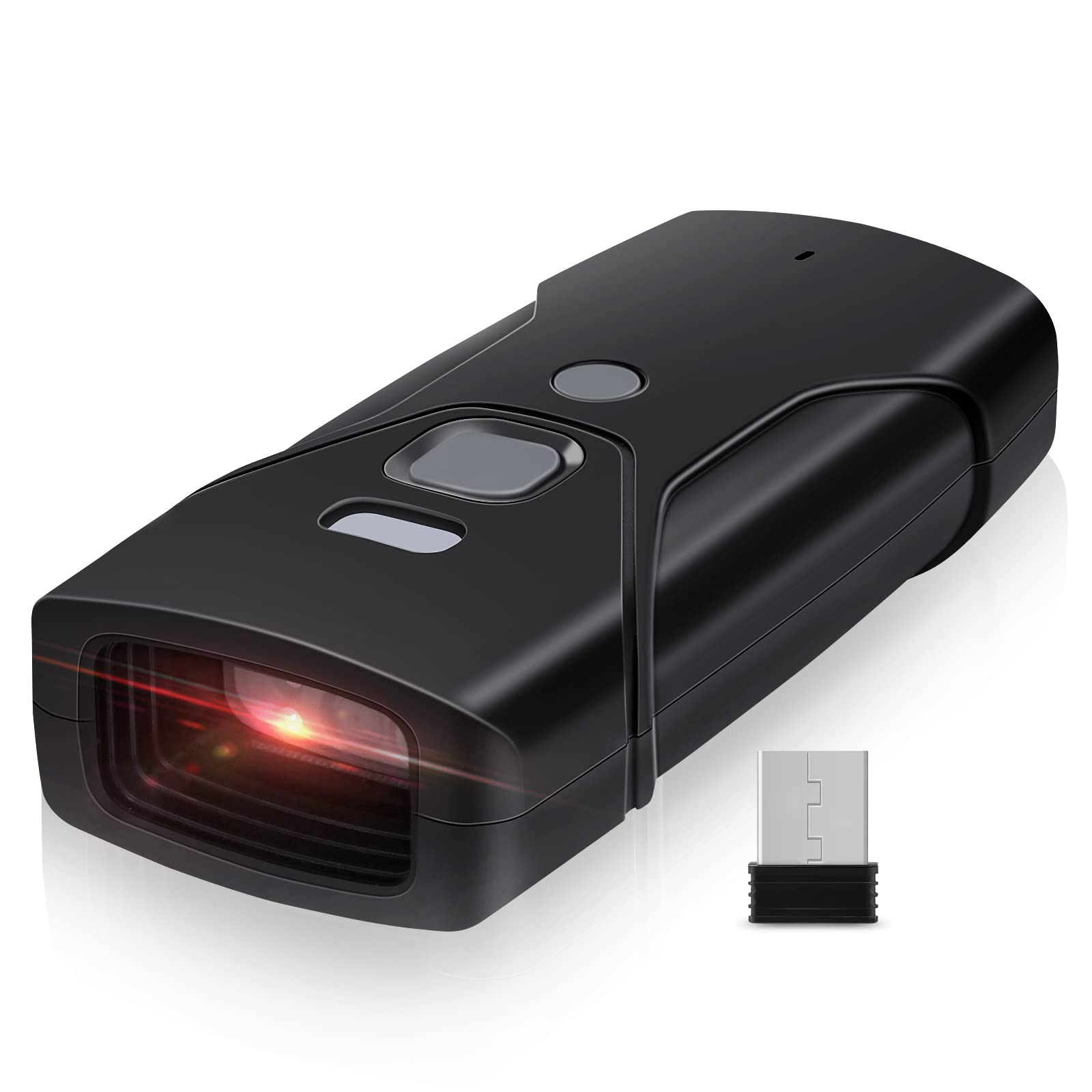 JRHC Bluetooth QR Code Barcode Scanner, Mini 2D Portable Wireless QR Scanner 3-in-1 Bluetooth and 2.4G Barcode Reader