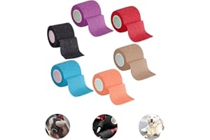 ARCIMATTO Tattoo Grip Tape Cover, 6 Pcs 2"x 5 Yards Tattoo Grip Wrap Disposable Tape Self Adhesive Bandage Colorful Tattoo Grip Tape for Tattoo Machine Grip Accessories, Tattoo Supplies (6Pack I 2" x 5 Yards)