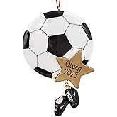 UniqXmas Personalized Soccer Christmas Ornament 2025 | Soccer Ball with Star & Dangle Cleats/Shoes for Xmas Tree - Customized Gift for Soccer Player Coach Team Fan | Custom Unique Keepsake Gift