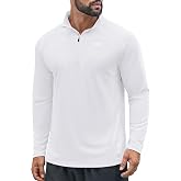 COOFANDY Men's Quarter Zip Pullover Long Sleeve Athletic Running Shirts Quick Dry Lightweight Tennis Golf