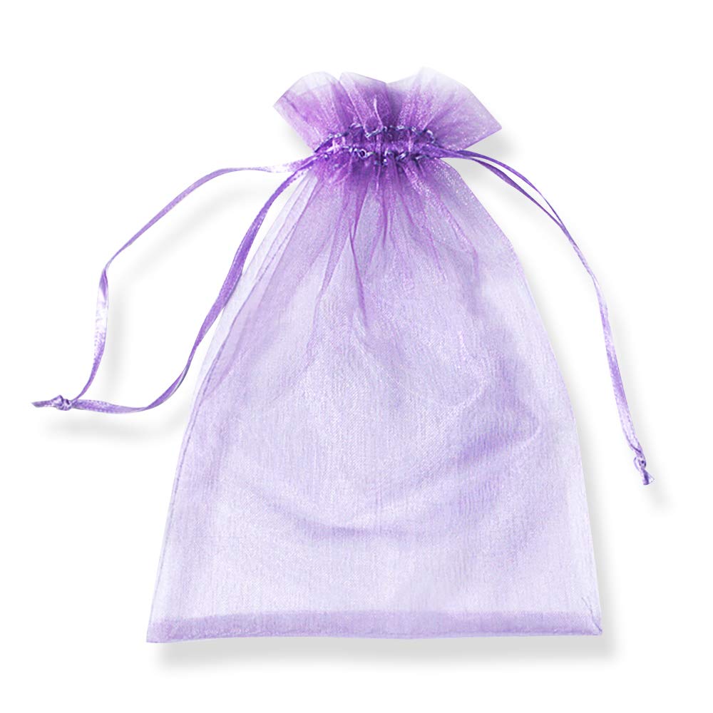 PLECUPE 100 Large Mesh Organza Gift Bags With Drawstring, 30x40cm Transparent Pouches for Jewelry, Christmas, Wedding Favor, Party, Birthday - Purple