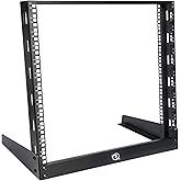 RIVECO 12U Desktop Rack for Audio & Network Devices 19 Inch 2 Post Open Frame Shelf with Reinforced Beam, Free Standing Tabletop Racks for IT Server Sound AV Music Recording Equipment