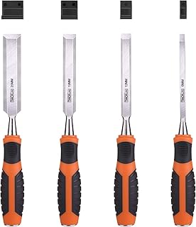 Holzmeißel Set, Tacklife, Stechbeitel Set für Holz, Kohlenstoffstahl, bestehend aus 6 mm, 12 mm, 19 mm & 25mm, Griff aus Polypropylen, Geeignet für Holzbearbeitung, Hobeln, Schnitzen-HWC5A