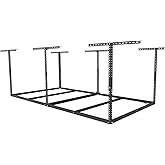 FLEXIMOUNTS 4x8 Overhead Garage Storage Rack without Decking, Storage Organization System, Heavy Duty Metal Garage Ceiling Racks, 600lbs Weight Capacity, Black, Lite Series