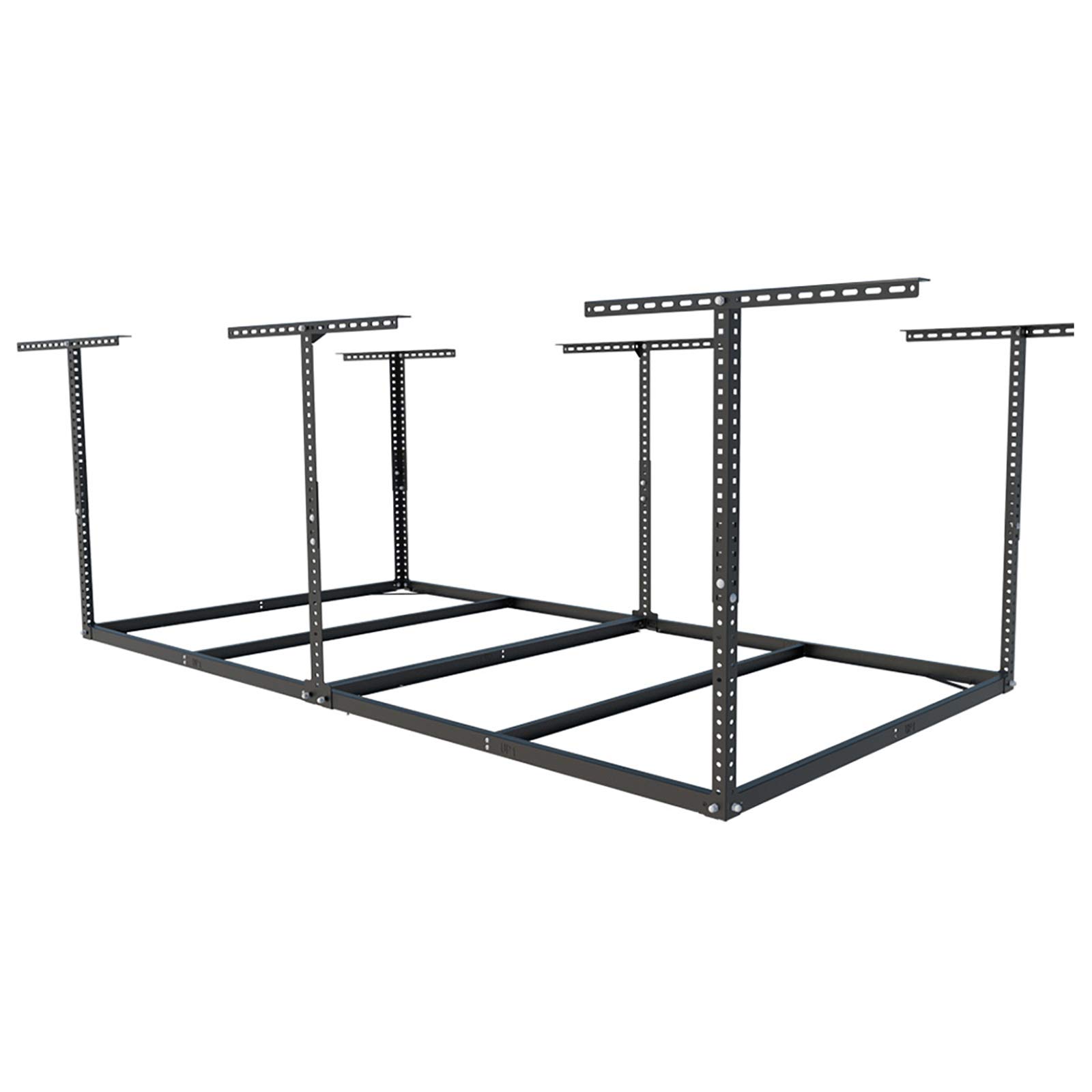 Photo 1 of FLEXIMOUNTS 4x8 Overhead Garage Storage Rack without Decking, Storage Organization System, Heavy Duty Metal Garage Ceiling Racks, 600lbs Weight Capacity, Black