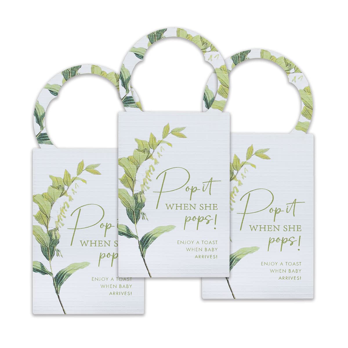 Summer-Ray 50pcs Pop it When She Pops Mini Champagne Baby Shower Tags Wine Bottle Tags (White)