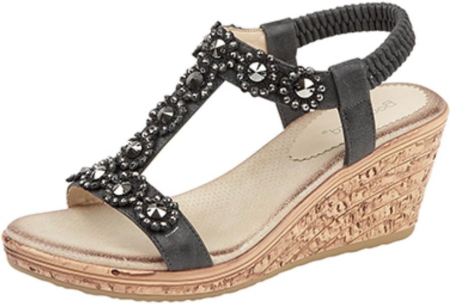 Boulevard Ladies/Womens Elasticated Flower Trim Halter Back Sandal