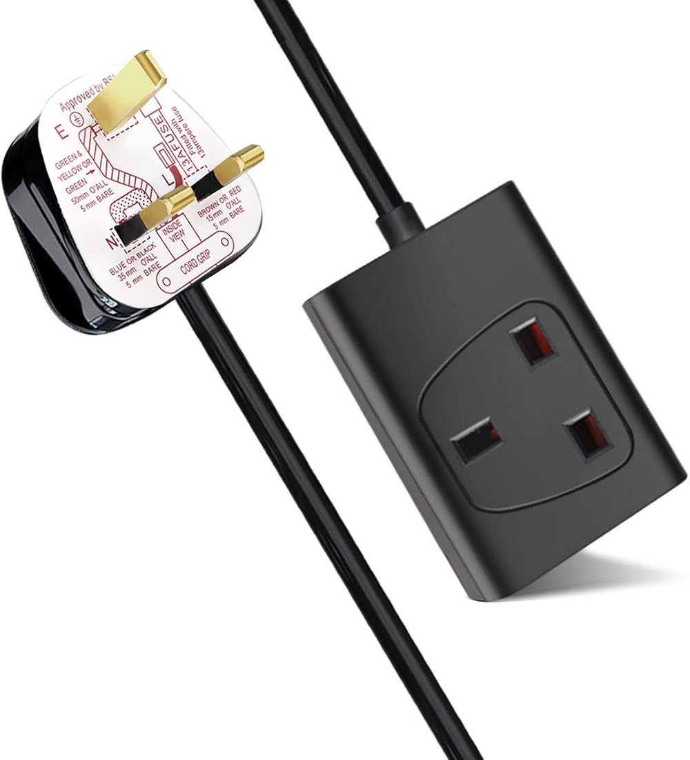 ExtraStar 1 Way UK 3 Pin Plug Extension Lead 3M Black 13A
