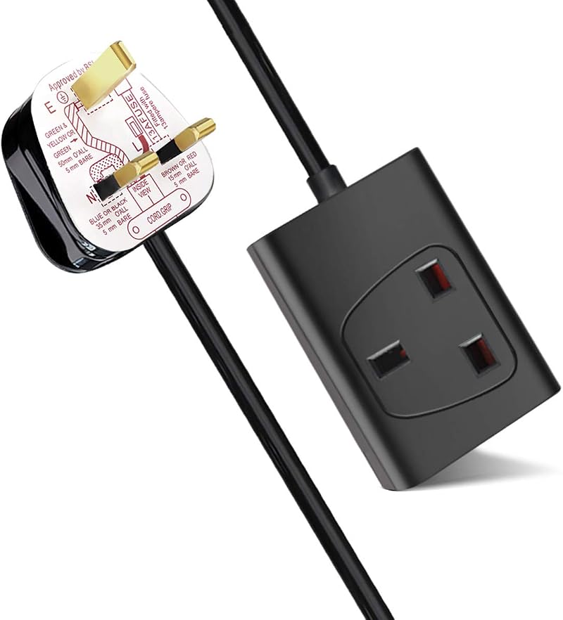 ExtraStar 1 Way UK 3 Pin Plug Extension Lead 3M Black 13A