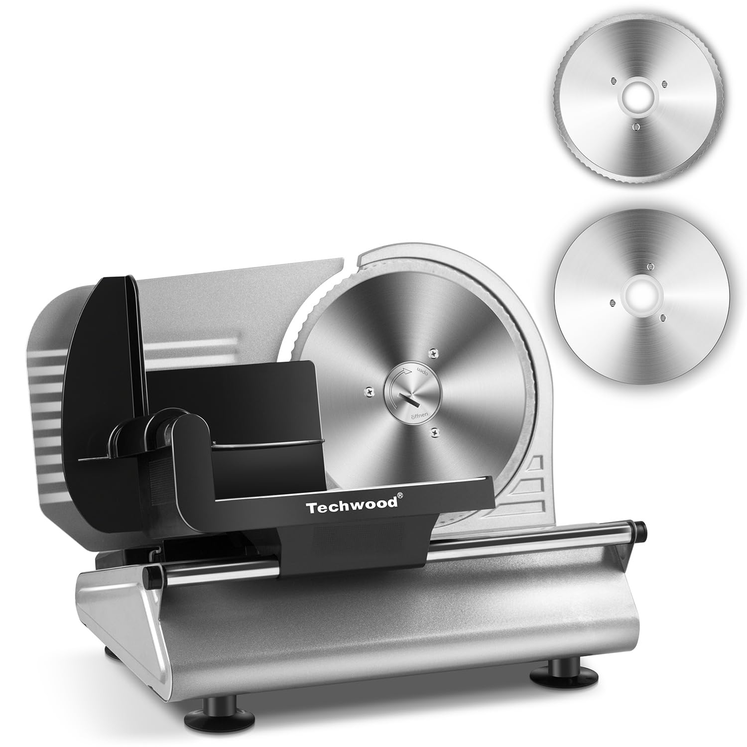 View 1 of ***PARTS ONLY***Meat Slicer, Techwood 150W Electric Slicer for Home Use with 2 Removable 7.5" Stainless Steel Blade, Deli Cheese Fruit Vegetable Bread Cutter with Adjustable Thickness, Easy to Clean, Silver