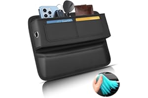 COROTC Car Seat Gap Filler Organizer With Cleaner Gel, Adjustable Leather Car Organizer Front Seat With 2 USB Cable Hole, Universal Car Seat Gap Filler, Car Seat Storage Box For Phone,Keys,Glasses