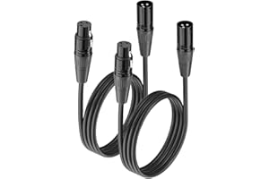 Molan XLR Cable 6FT 2 Packs - Premium Balanced Microphone Cable with 3-Pin XLR Male to Female Mic Speaker Cable, Black (1.8M)