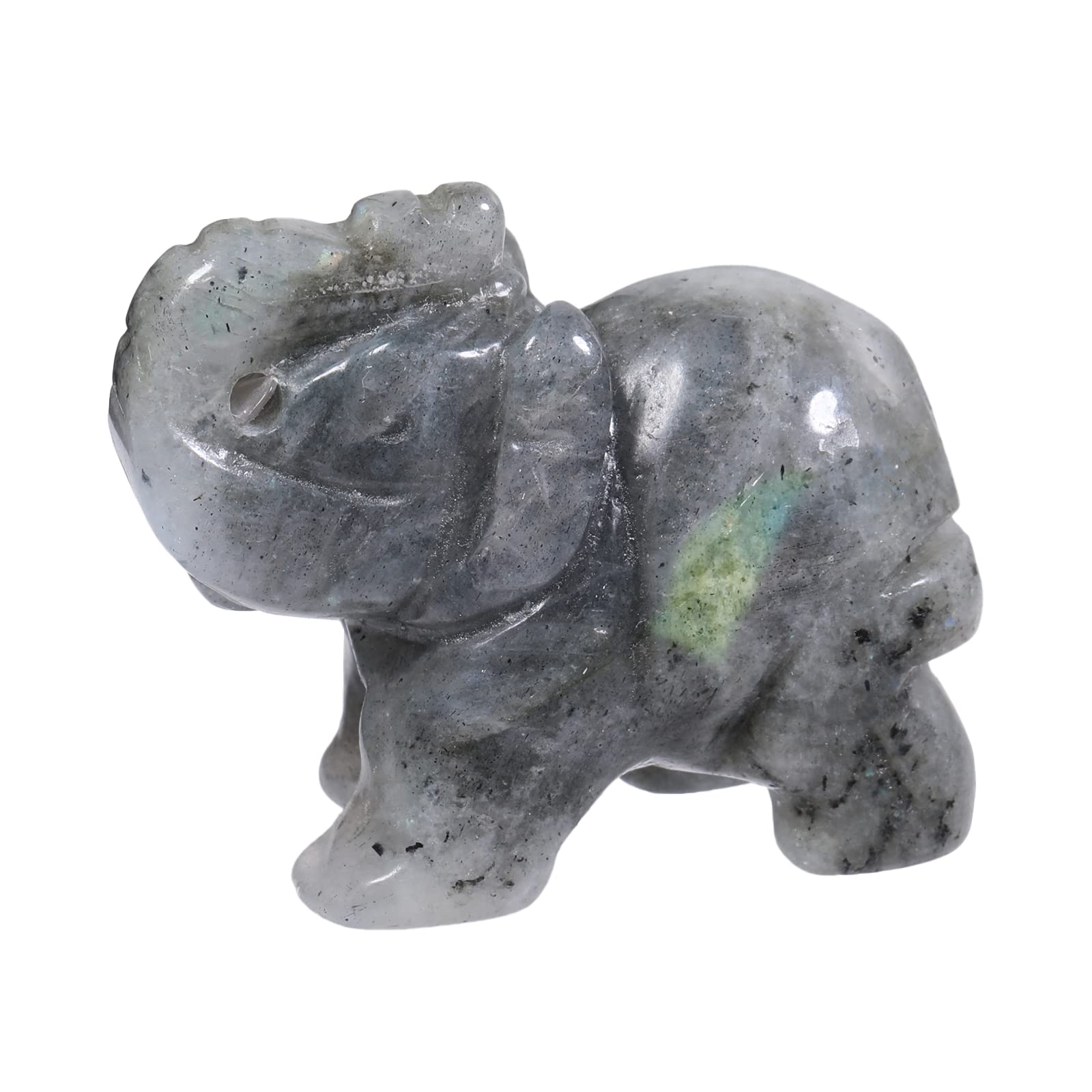 Lovionus89 Small Handcarved Elephant Crystal Statue, Home Office Guardian Animal Sculpture Decor 1.5 Inches,Moonstone