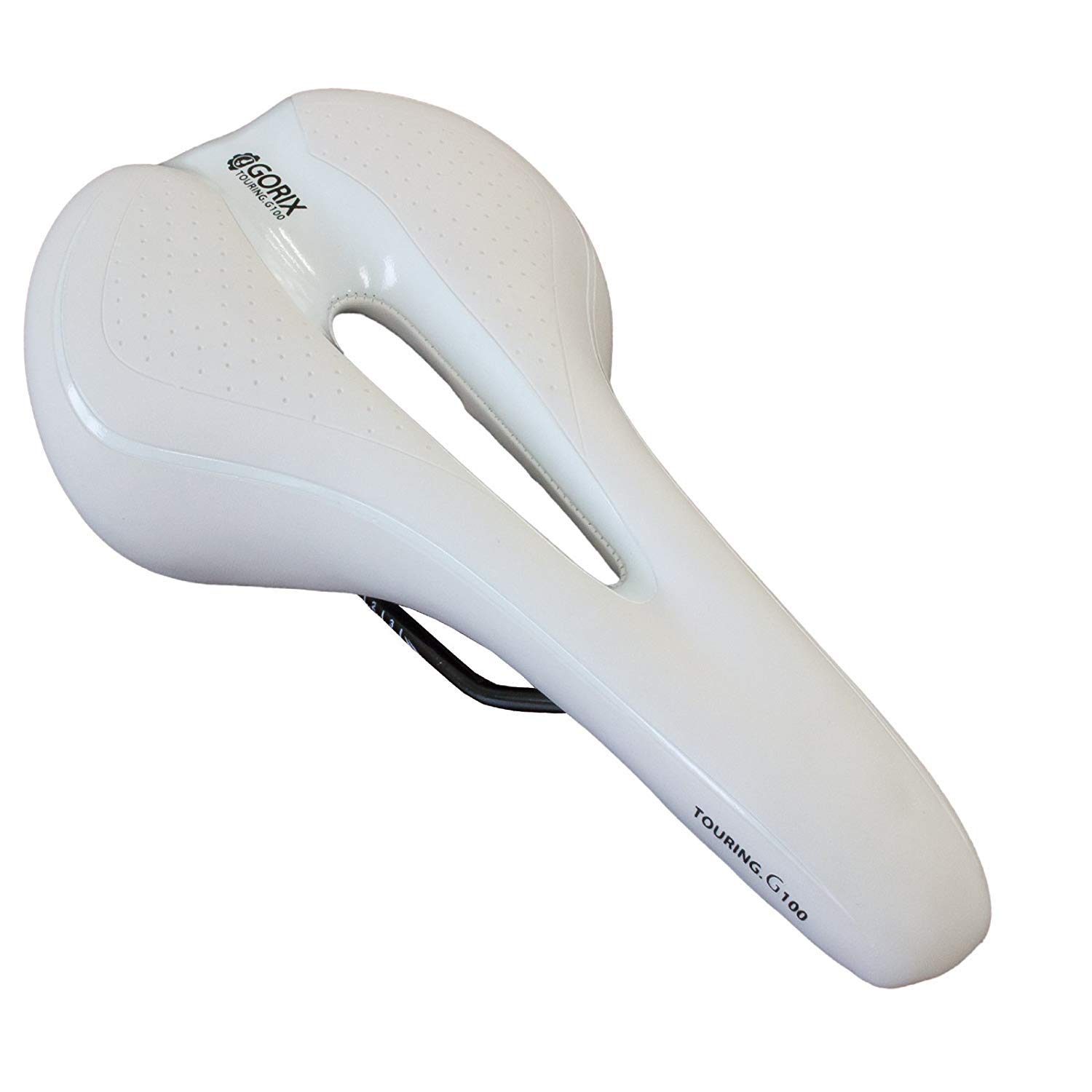 GORIX Bicycle Saddle Seat Comfortable Cushion with Rail Mountain Road Bicycle for Men and Women (GX-C19) (All White)
