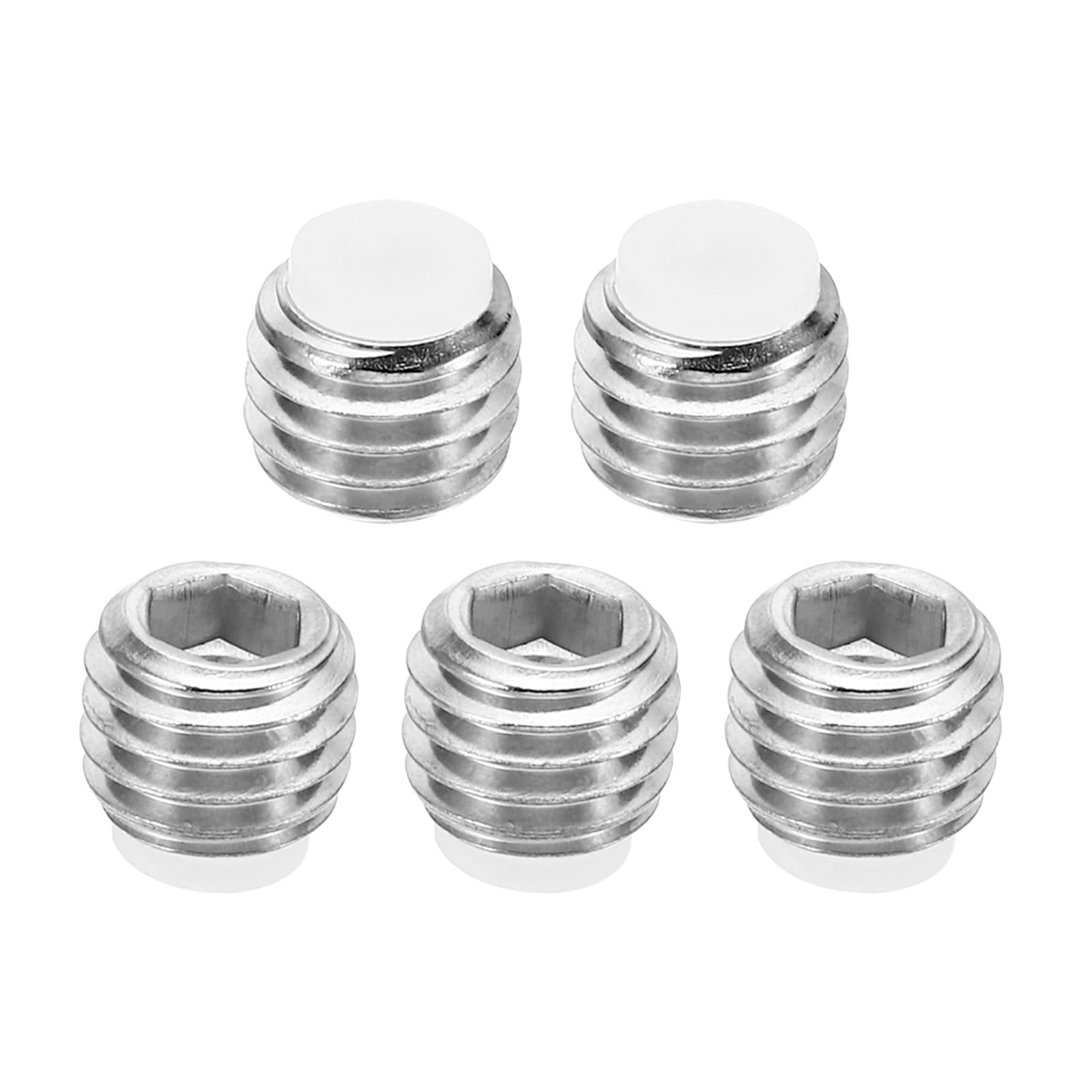 PATIKIL M10x8mm Nylon Tip Grub Screw, 5 Pack Metric Hex Socket Head Cup Point Anti Slip Set Screws Internal Hex Drive Hardware, 304 Stainless Steel