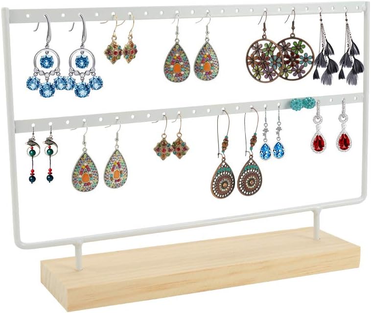 SUSSURRO Jewelry Stand Holder, Jewelry Organiser for Hanging Earrings Earring Holder Jewelry Display Wood Stand