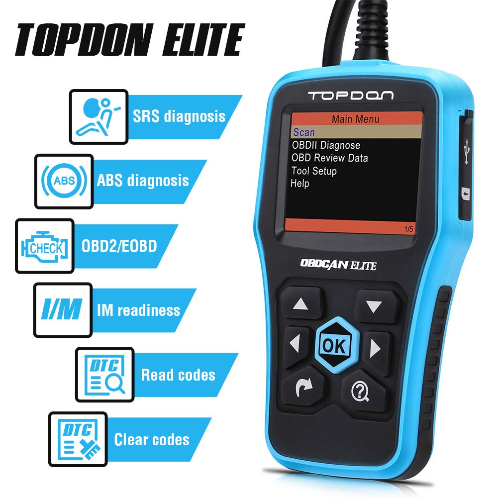 TOPDON Elite OBD2 Scanner ABS/SRS Diagnostic Tool for Full OBD2