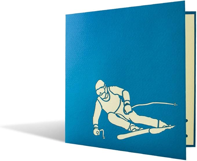 Fetes Occasions Speciales Sport Skieur 3 D Pop Up Carte De Voeux Anniversaire Cadeau Ski 15x15cm Cartes De Voeux Papeterie