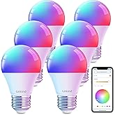 Linkind Smart Light Bulbs, Works with Alexa, Google Home, AiDot | Led Color Changing Light Bulb, 2.4G WiFi+Bluetooth, 104 Preset Scene, Music Sync, DIY, Dotis, A19 E26, 60W 800LM, 6Pack