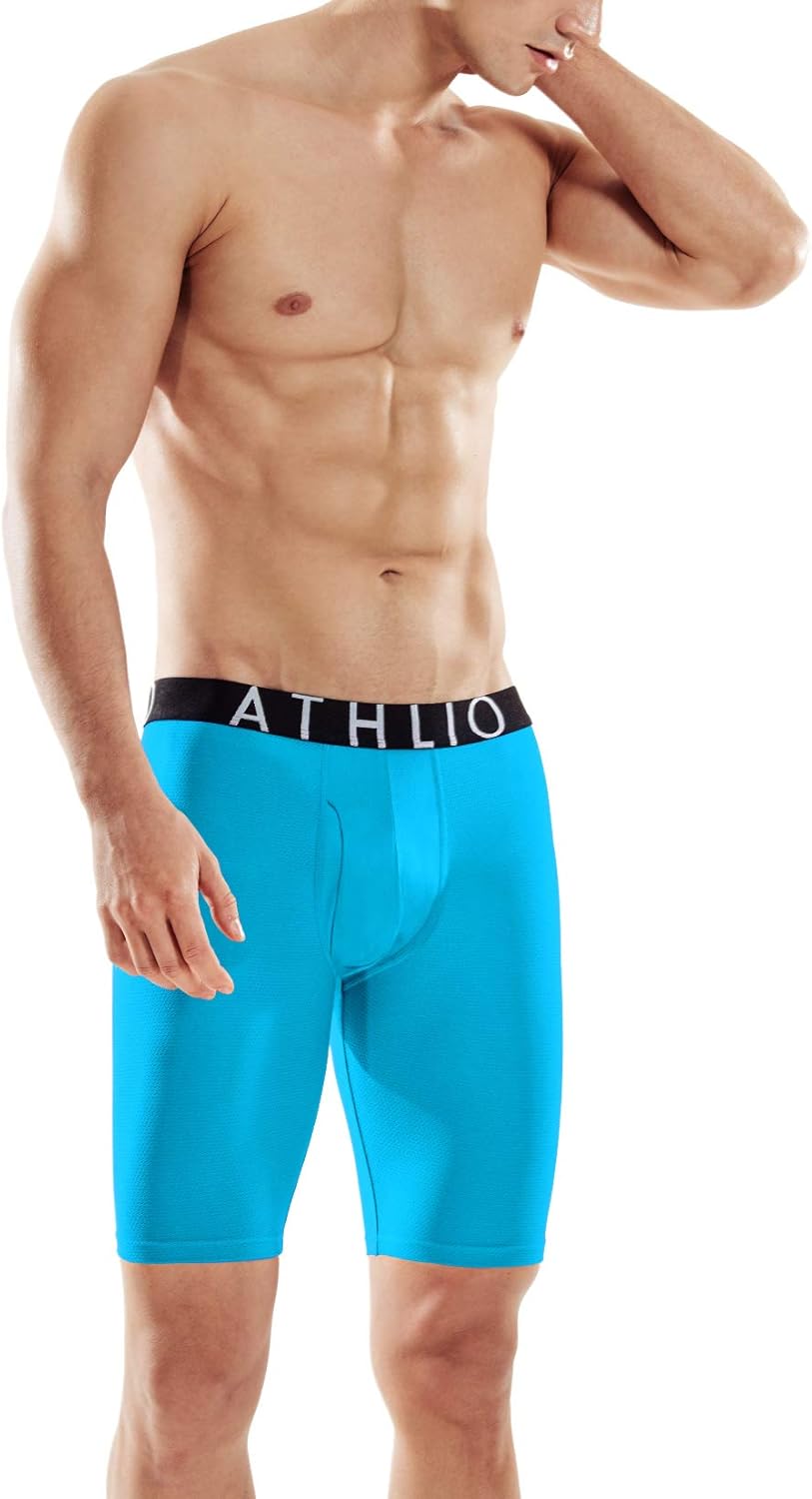 ATHLIO Men's (Pack of 3) Relaxed Stretch Open-Fly Cool Dry Brief Mesh Underwear Trunk: Clothing