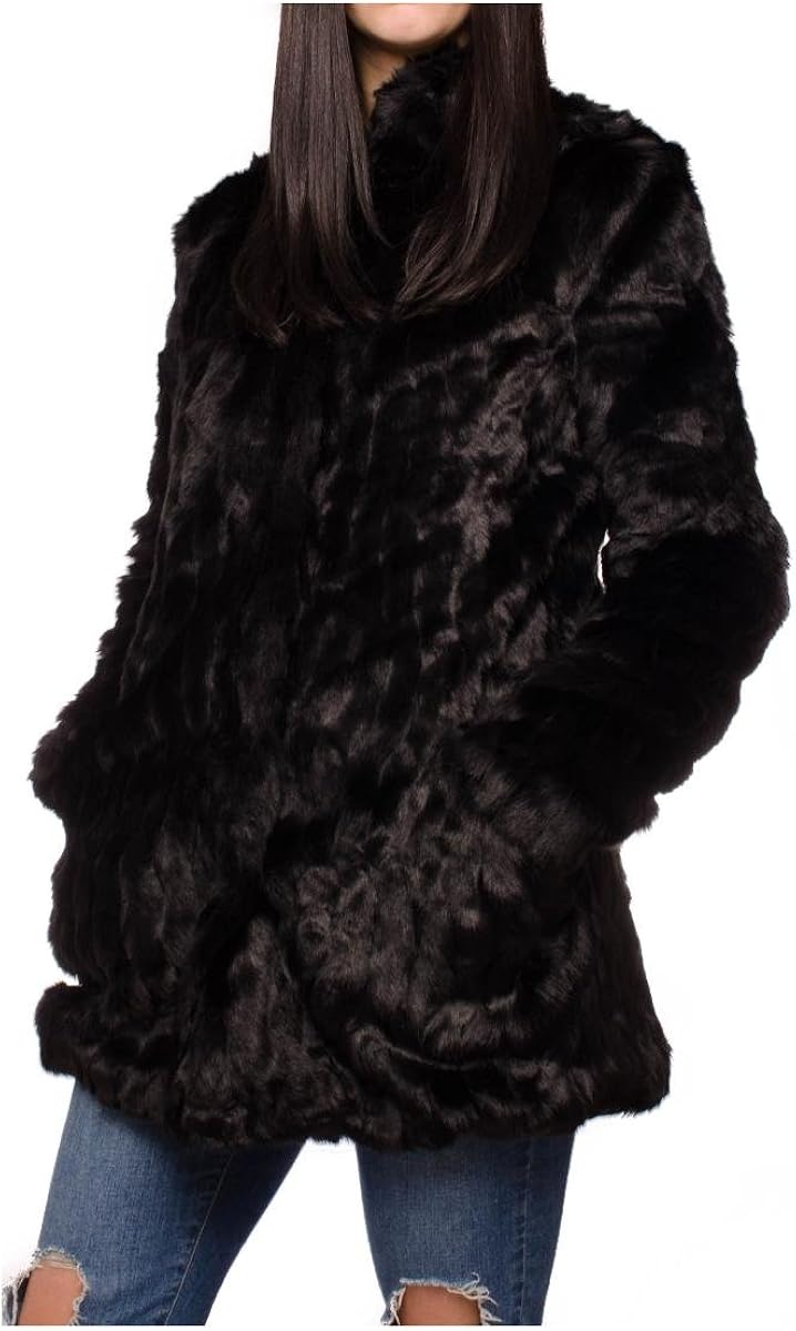 ONLY Women's onlNEW RUTH FUR COAT OTW Jacket, Black, 42 (Manufacturer