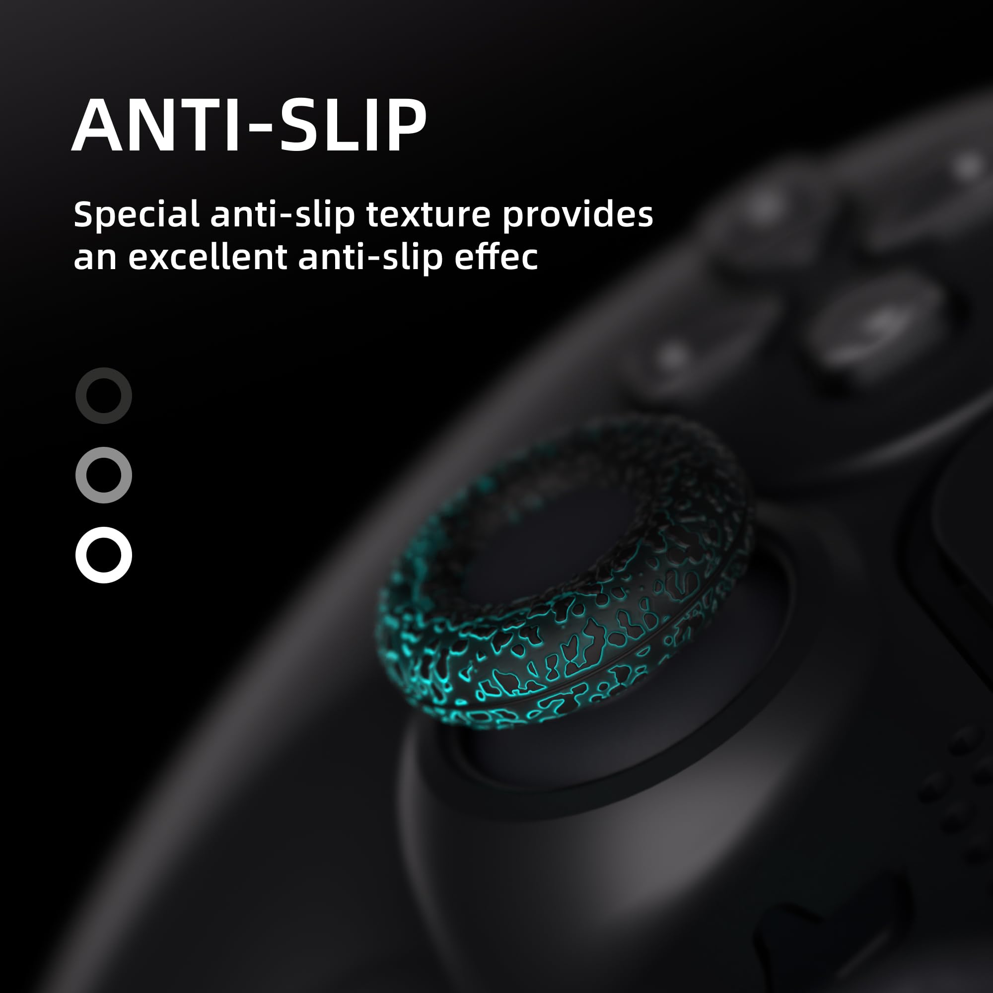 PlayVital Upgraded Silicone Precision Rings, Aim Assist Motion Control for ps5, ps4, Edge, Xbox Series X/S, Xbox One, Switch Pro Controller - Durable Anti-Slip Donut Thumbstick Rings, Gray/Black/White
