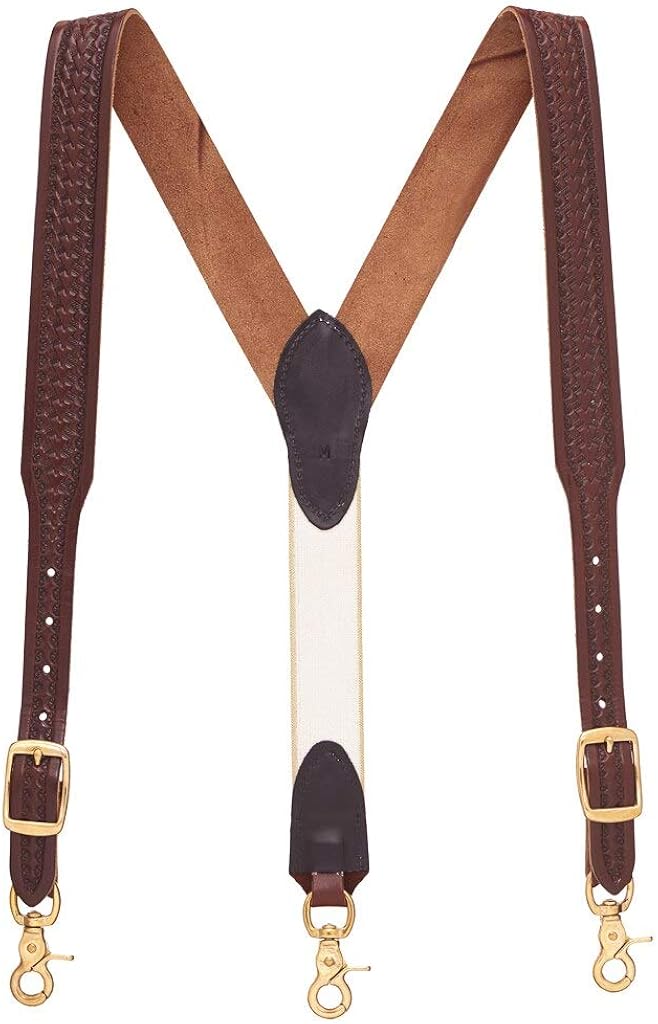 SuspenderStore Men's Basket Stamped 1.5 Inch Wide Western Leather