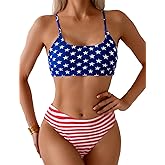 YIMISAN Women's Two Piece Swimsuit Floral Print Bikini Sets Spaghetti Straps Scoop Neck Mid Waist Cheeky Bathing Suit