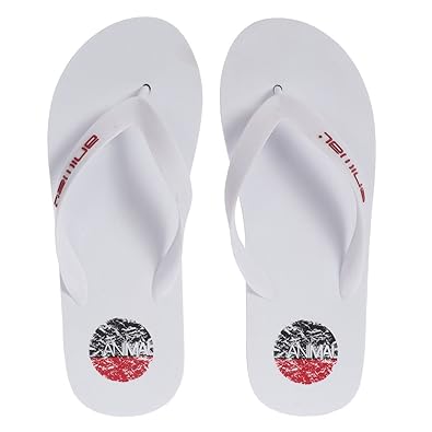 white animal flip flops